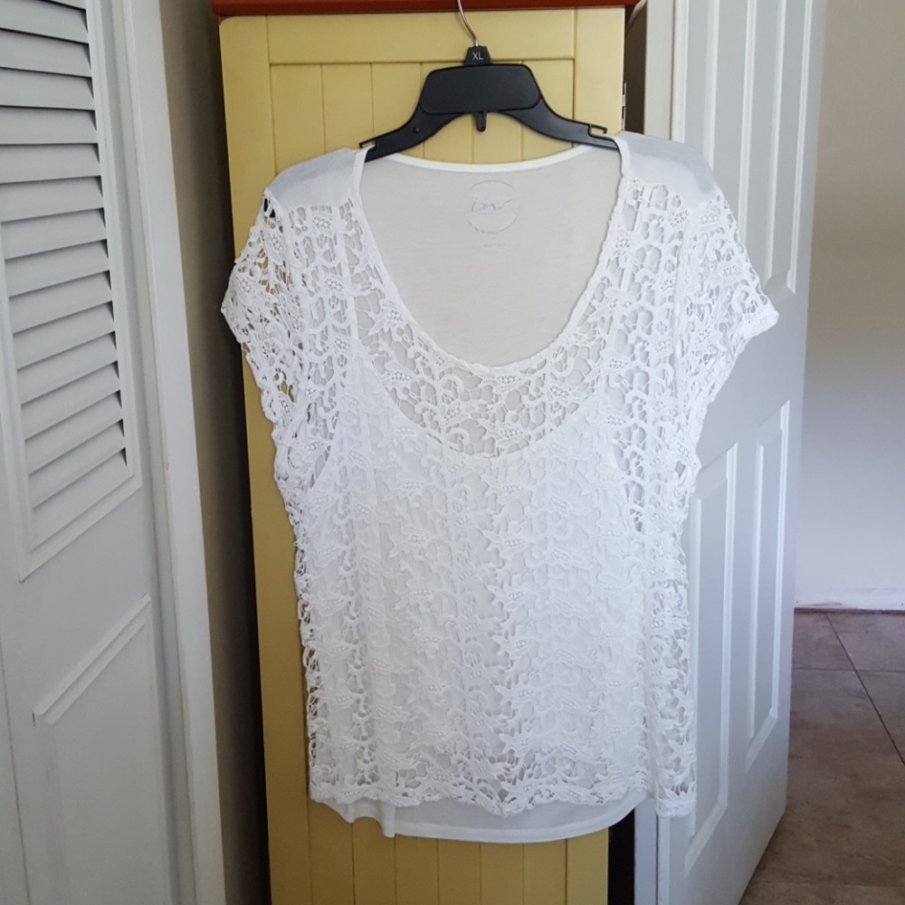 INC white lace tee
